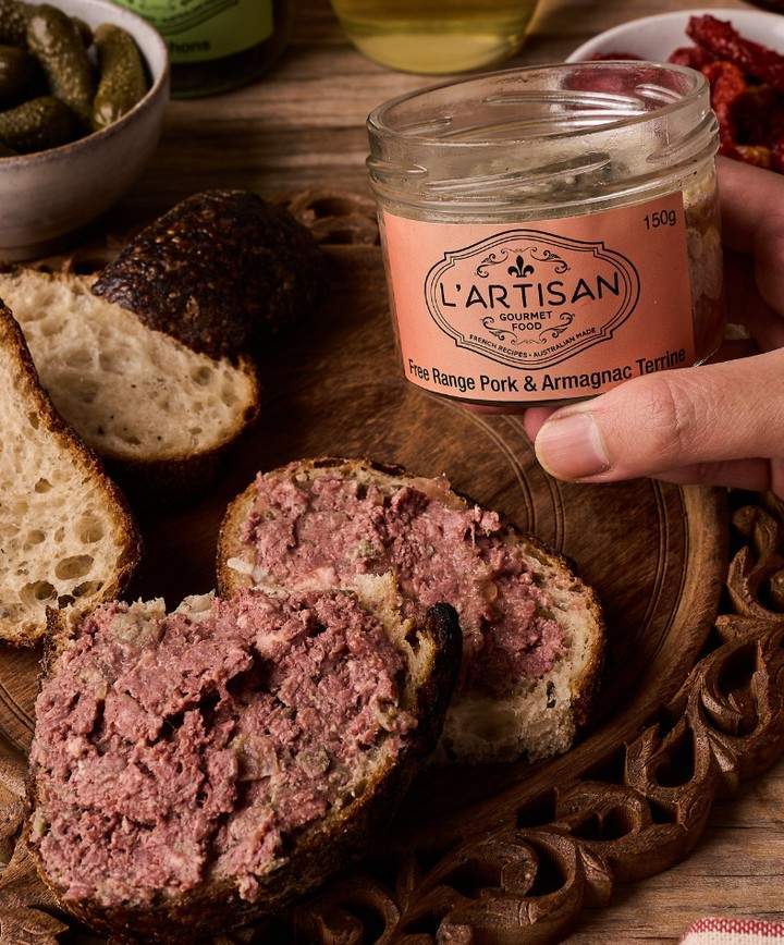 Pork and Armagnac Terrine is a personal favourite, full of rustic charm and rich flavour. Prepared in a traditional country style, this pâté combines tender pork with the depth of Armagnac, creating an authentic and comforting French delicacy.